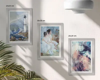 Photo frame wall painted abstract lighthouse and dancers print set