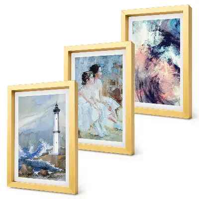 Photo frame wall painted abstract lighthouse and dancers print set