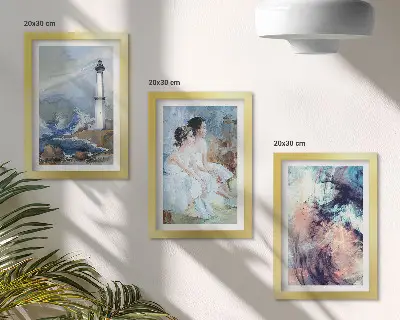 Photo frame wall painted abstract lighthouse and dancers print set