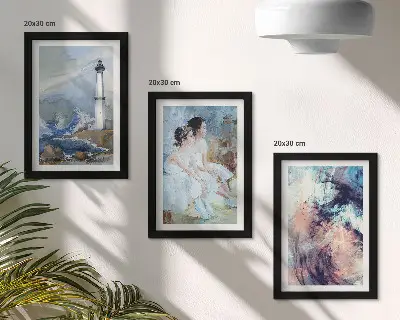 Photo frame wall painted abstract lighthouse and dancers print set