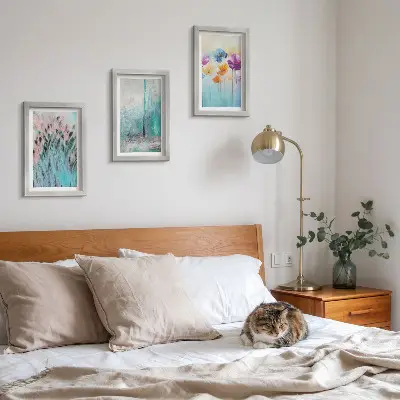 3-piece wall art set floral pattern in soft pastel colors