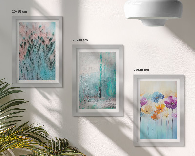 3-piece wall art set Flowers against a background of pastel colors and delicate patterns