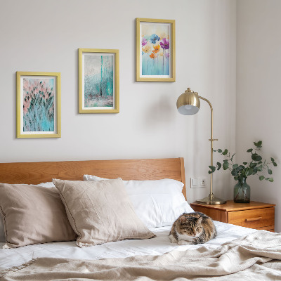 3-piece wall art set Flowers against a background of pastel colors and delicate patterns