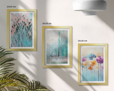 3-piece wall art set Flowers against a background of pastel colors and delicate patterns