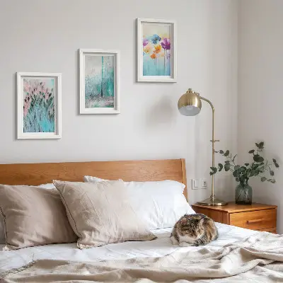 3-piece wall art set floral pattern in soft pastel colors