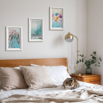 3-piece wall art set Flowers against a background of pastel colors and delicate patterns