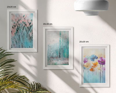 3-piece wall art set Flowers against a background of pastel colors and delicate patterns