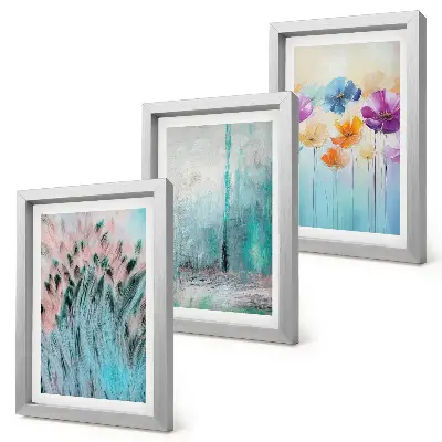 3-piece wall art set floral pattern in soft pastel colors