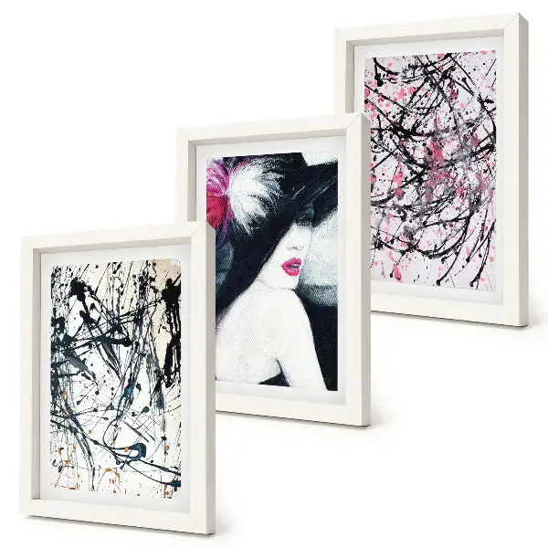 Photo frame wall abstract paint pattern of a woman in a hat