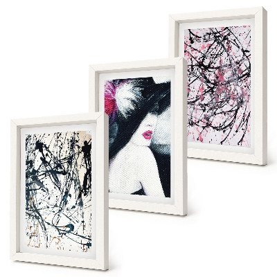 Photo frame wall Abstract paint patterns woman in hat