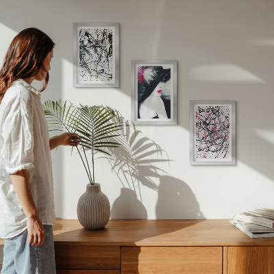 Photo frame wall Abstract paint patterns woman in hat