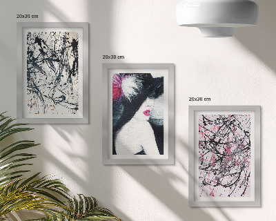 Photo frame wall Abstract paint patterns woman in hat