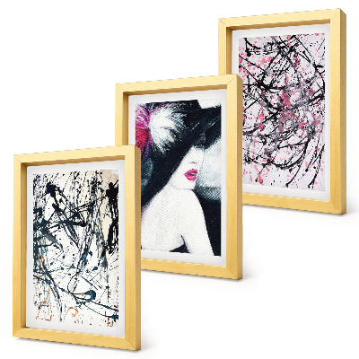 Photo frame wall Abstract paint patterns woman in hat