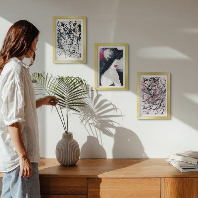 Photo frame wall Abstract paint patterns woman in hat