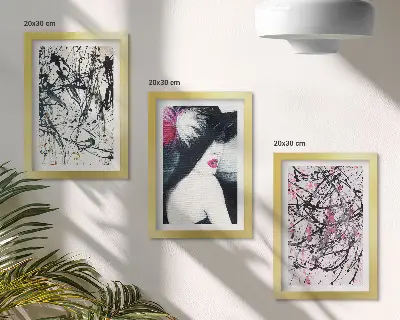 Photo frame wall abstract paint pattern of a woman in a hat