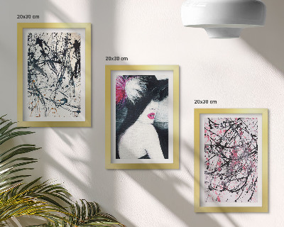 Photo frame wall Abstract paint patterns woman in hat