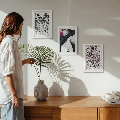 Photo frame wall abstract paint pattern of a woman in a hat