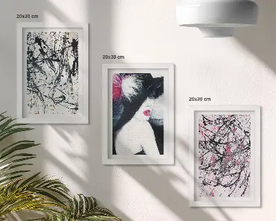 Photo frame wall abstract paint pattern of a woman in a hat