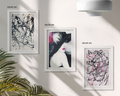 Photo frame wall Abstract paint patterns woman in hat