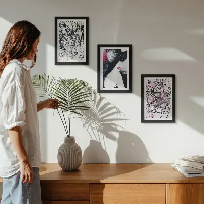 Photo frame wall abstract paint pattern of a woman in a hat