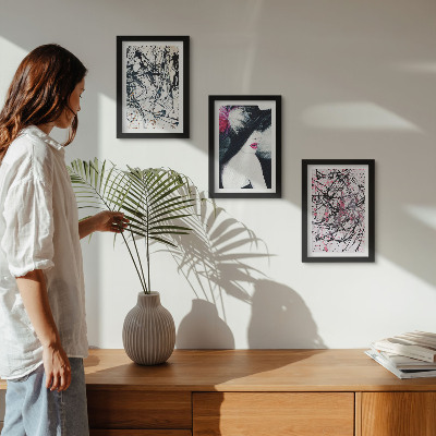 Photo frame wall Abstract paint patterns woman in hat