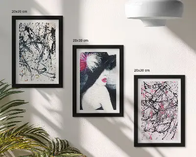 Photo frame wall abstract paint pattern of a woman in a hat