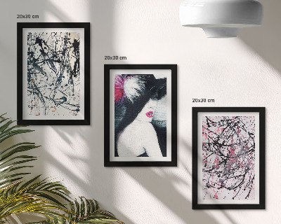 Photo frame wall Abstract paint patterns woman in hat
