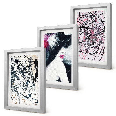Photo frame wall Abstract paint patterns woman in hat