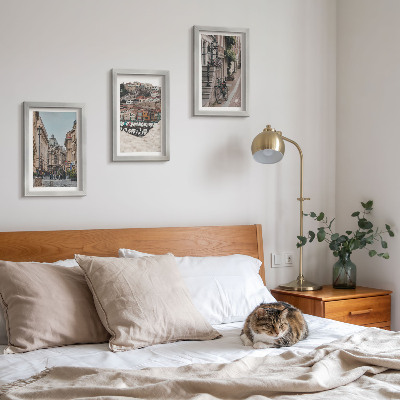 3-piece wall art set Charming city streets with views of the port and buildings