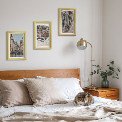 3-piece wall art set Charming city streets with views of the port and buildings