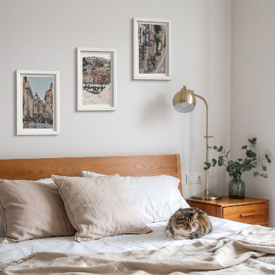 3-piece wall art set Charming city streets with views of the port and buildings
