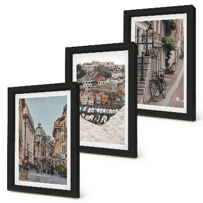 3-piece wall art set Charming city streets with views of the port and buildings