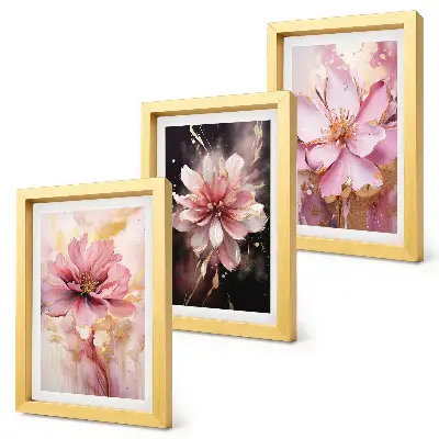 Floral compositions in shades of pink and white framed triptych