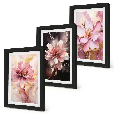 Floral compositions in shades of pink and white framed triptych
