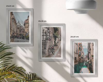 3-piece wall art set Venetian city streets with architecture and water