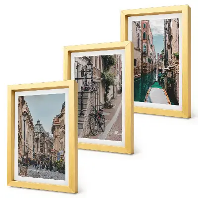 3-piece wall art set depicting Venetian city streets with architecture and water