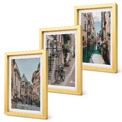 3-piece wall art set Venetian city streets with architecture and water