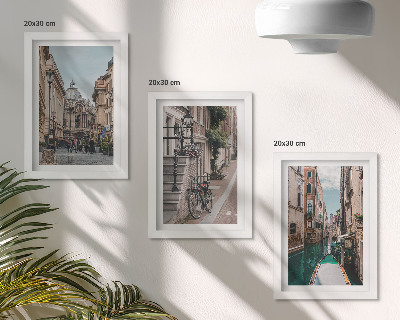 3-piece wall art set Venetian city streets with architecture and water
