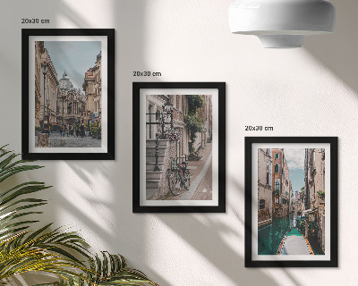 3-piece wall art set Venetian city streets with architecture and water