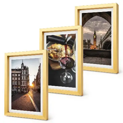Photo frame wall set with city, food, and London landscape prints