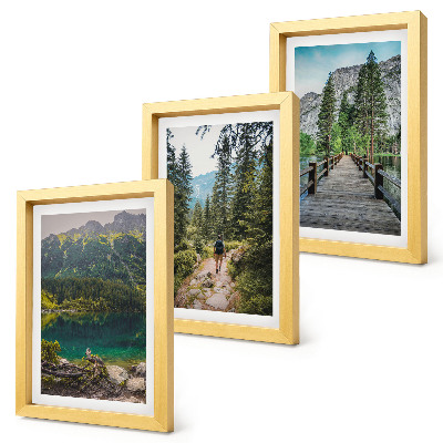 Photo frame wall Mountains, lakes, forests and paths in nature