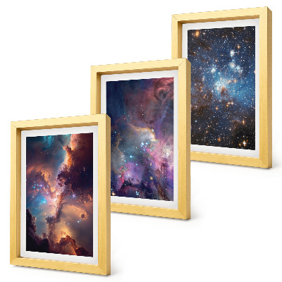 3-piece wall art set Space landscapes with stars and nebulae