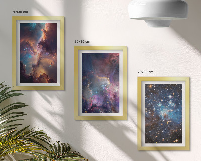 3-piece wall art set Space landscapes with stars and nebulae
