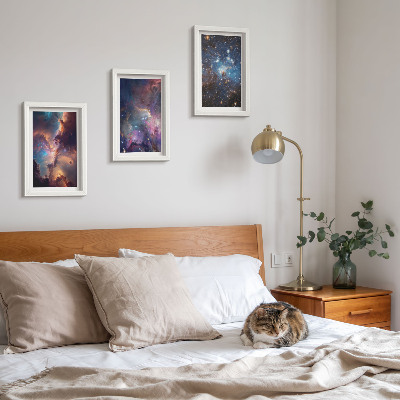 3-piece wall art set Space landscapes with stars and nebulae