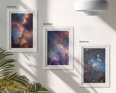 3-piece wall art set Space landscapes with stars and nebulae