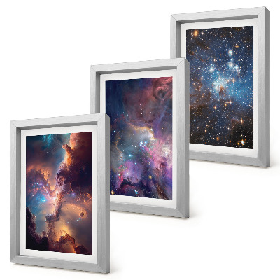 3-piece wall art set Space landscapes with stars and nebulae