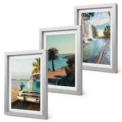 Holiday landscapes with palm trees and a waterfall framed triptych
