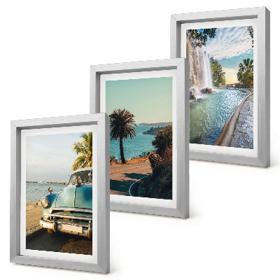 Framed triptych Holiday landscapes with palm trees and a waterfall