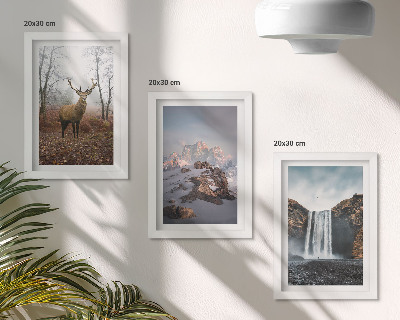 3-piece wall art set Natural wild landscapes mountains deer and waterfalls