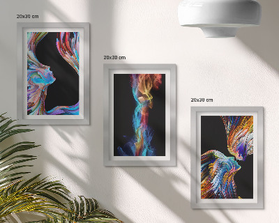 3-piece wall art set Colorful abstractions with faces and dynamic shapes